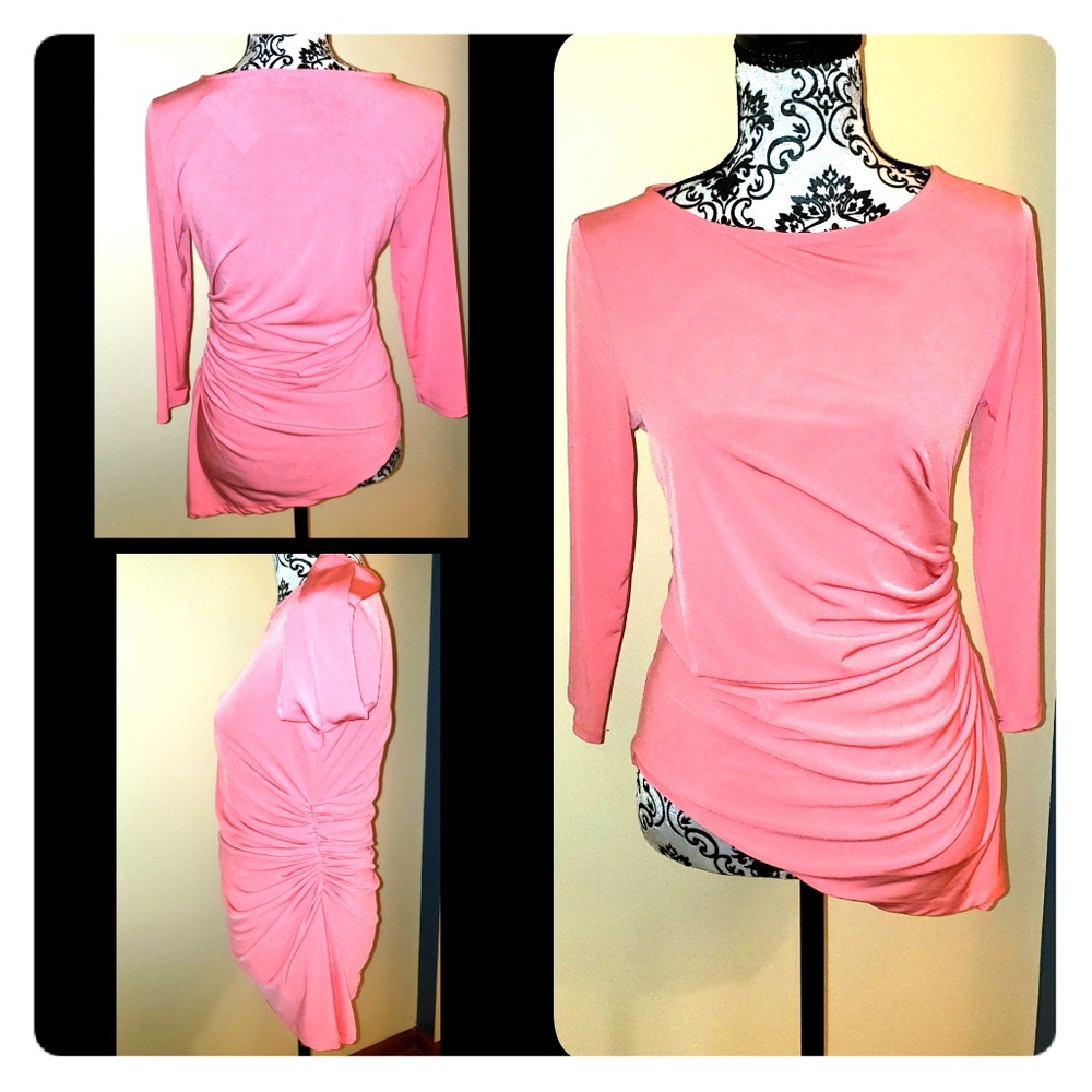 3/4 sleeve runched side top